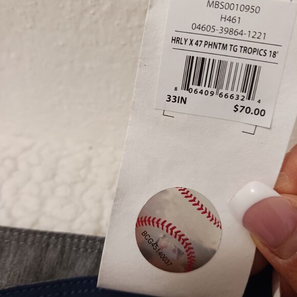 Hurley Swim Trunks MLB BOSTON RED SOXS Mens 33 BLUE Tropical Floral Board Shorts - Picture 2 of 16